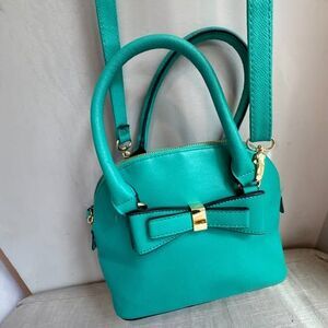 Apt 9 Turquoise Purse Gold Hardware Crossbody Satchel Handbag Excellent Conditio